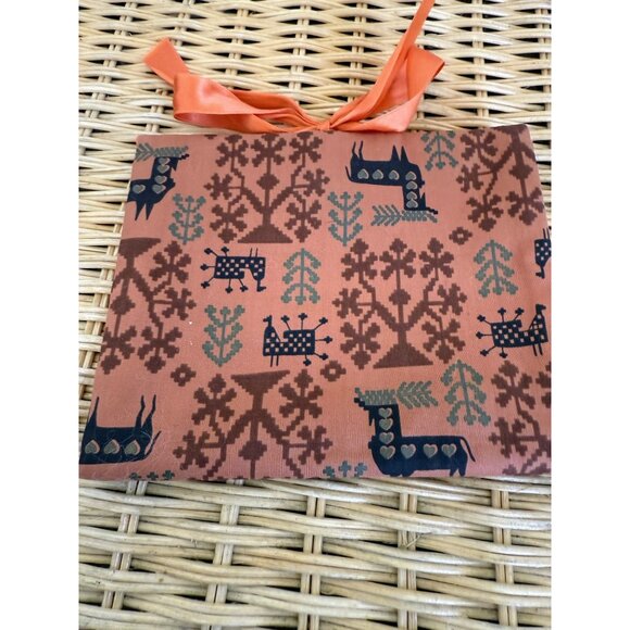 Vintage MCM Swedish Jewelry Pouch Peach With Deer Atomic Animals - Picture 5 of 9